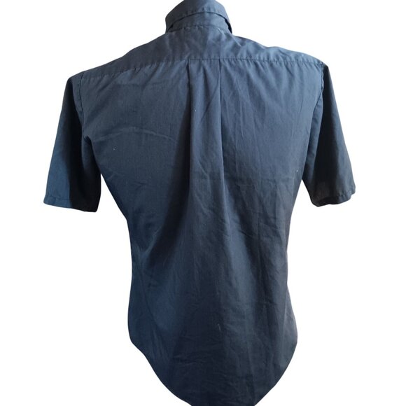 Vintage Men's Shirt Medium 1970's Towncraft Plus Black Short Sleeve Button-Up - Picture 4 of 5